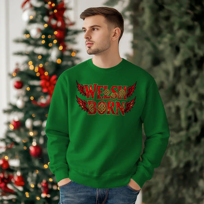 Welsh Dragon Sweatshirt - Born Heritage Wings, Unisex - Celtic Wolfwear