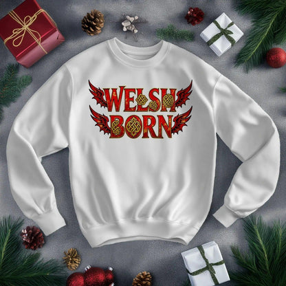 Welsh Dragon Sweatshirt - Born Heritage Wings, Unisex - Celtic Wolfwear