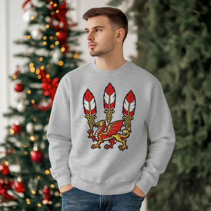 Welsh Dragon Sweatshirt - Feathered Triskel, Unisex - Celtic Wolfwear