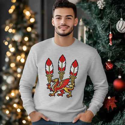 Welsh Dragon Sweatshirt - Feathered Triskel, Unisex - Celtic Wolfwear