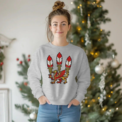Welsh Dragon Sweatshirt - Feathered Triskel, Unisex - Celtic Wolfwear