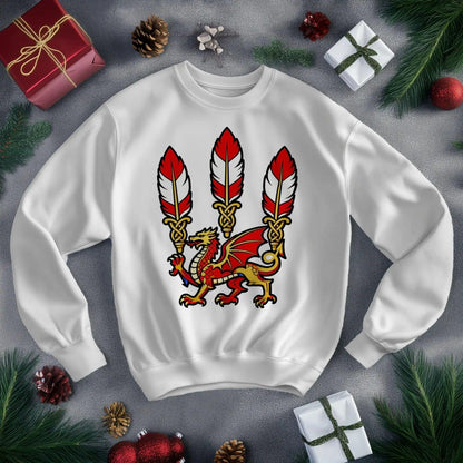 Welsh Dragon Sweatshirt - Feathered Triskel, Unisex - Celtic Wolfwear