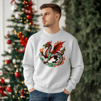 Welsh Dragon Sweatshirt - Flaming Ouroboros, Unisex - Celtic Wolfwear