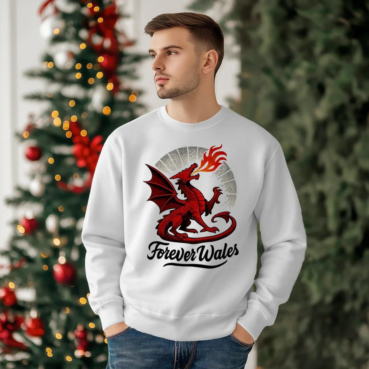Welsh Dragon Sweatshirt - Forever Classicfit, Unisex - Celtic Wolfwear