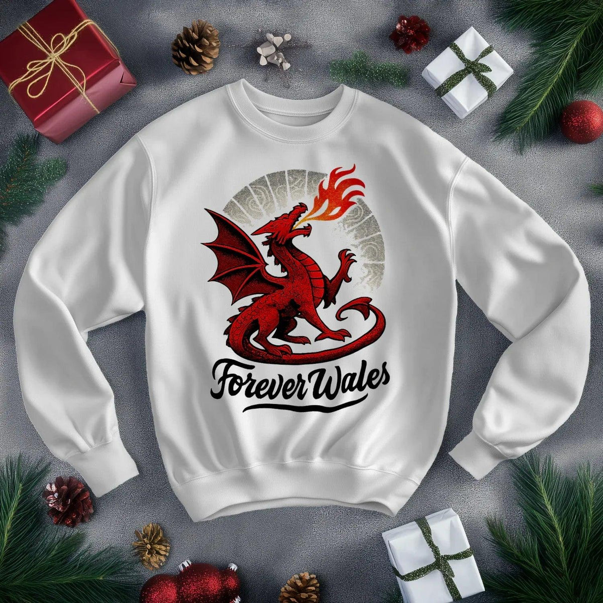 Welsh Dragon Sweatshirt - Forever Classicfit, Unisex - Celtic Wolfwear
