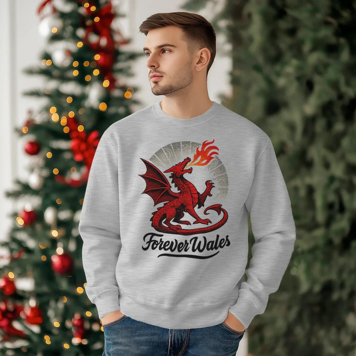 Welsh Dragon Sweatshirt - Forever Classicfit, Unisex - Celtic Wolfwear