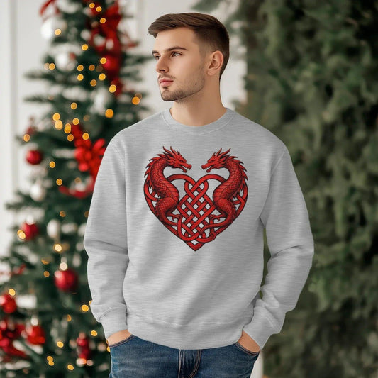 Welsh Dragon Sweatshirt - Heart Dragons Unisex Streetwear - Celtic Wolfwear