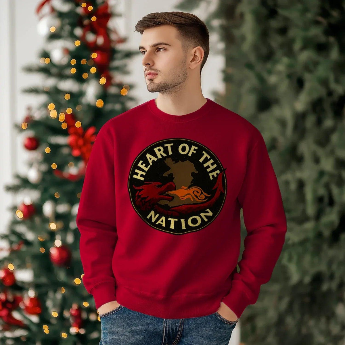 Welsh Dragon Sweatshirt - Heart of the Nation, Unisex - Celtic Wolfwear