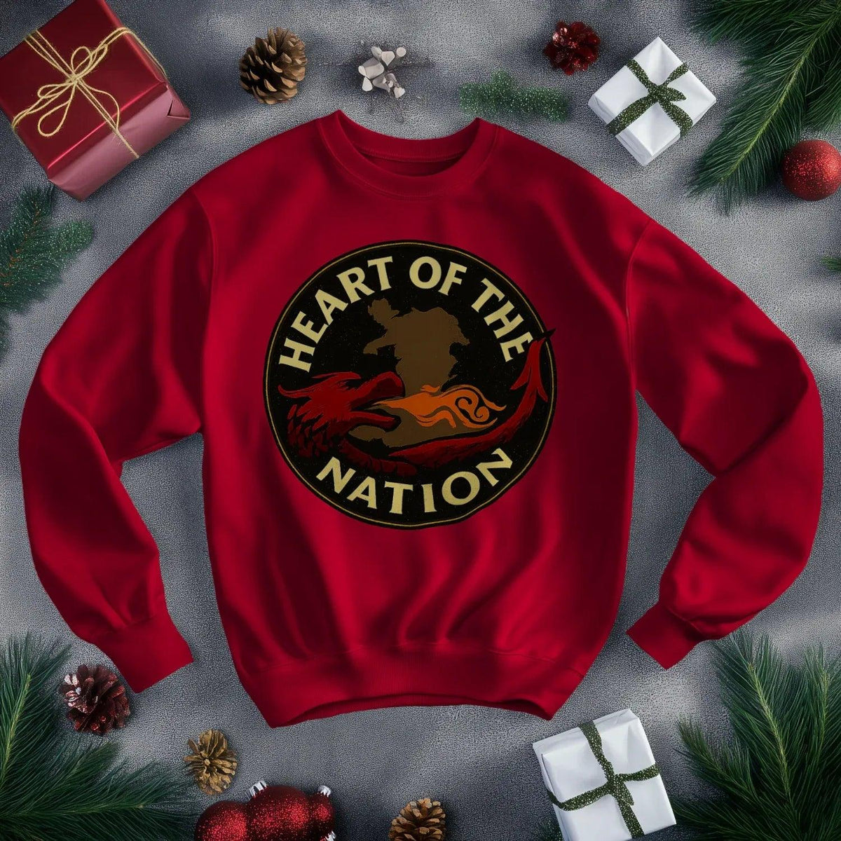 Welsh Dragon Sweatshirt - Heart of the Nation, Unisex - Celtic Wolfwear