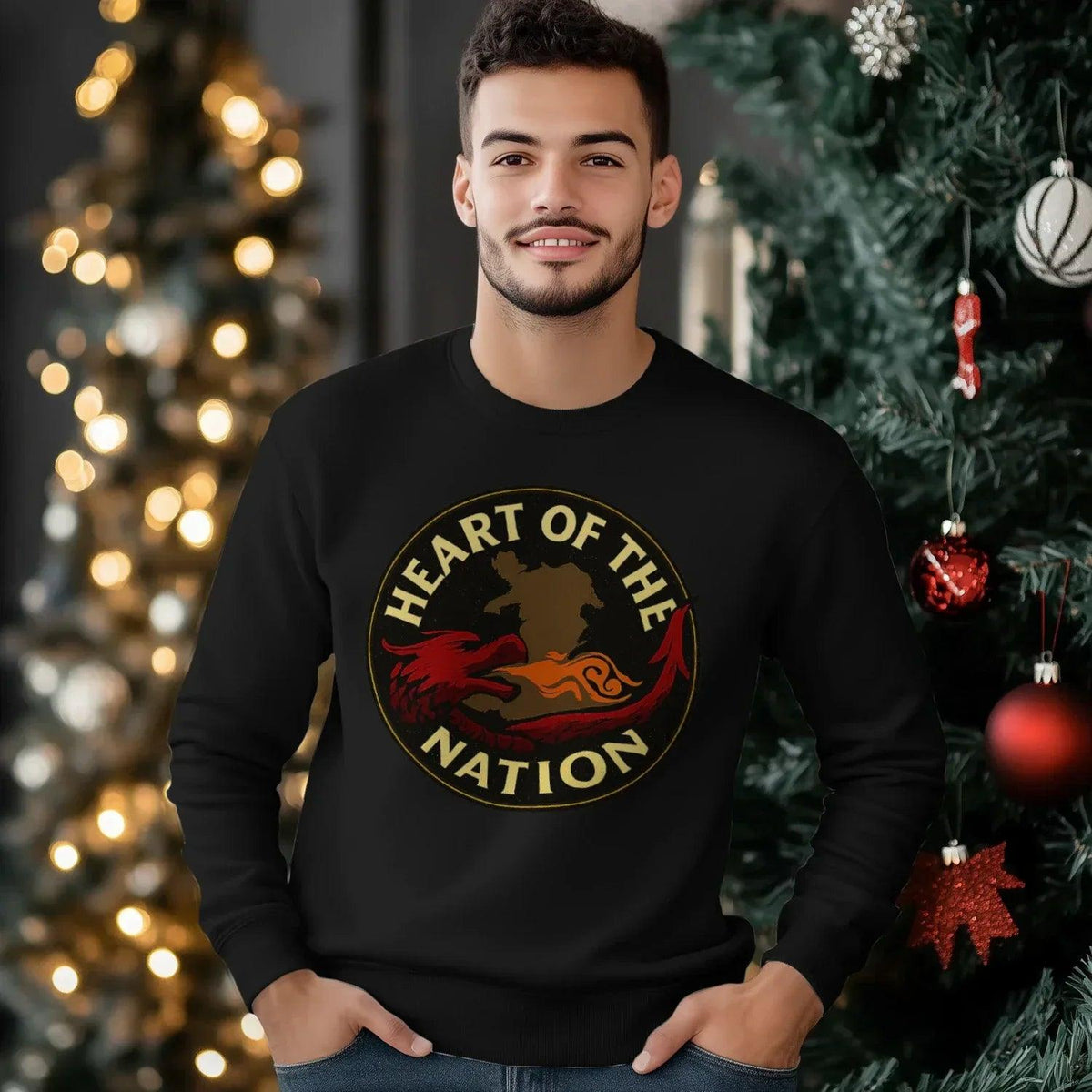 Welsh Dragon Sweatshirt - Heart of the Nation, Unisex - Celtic Wolfwear