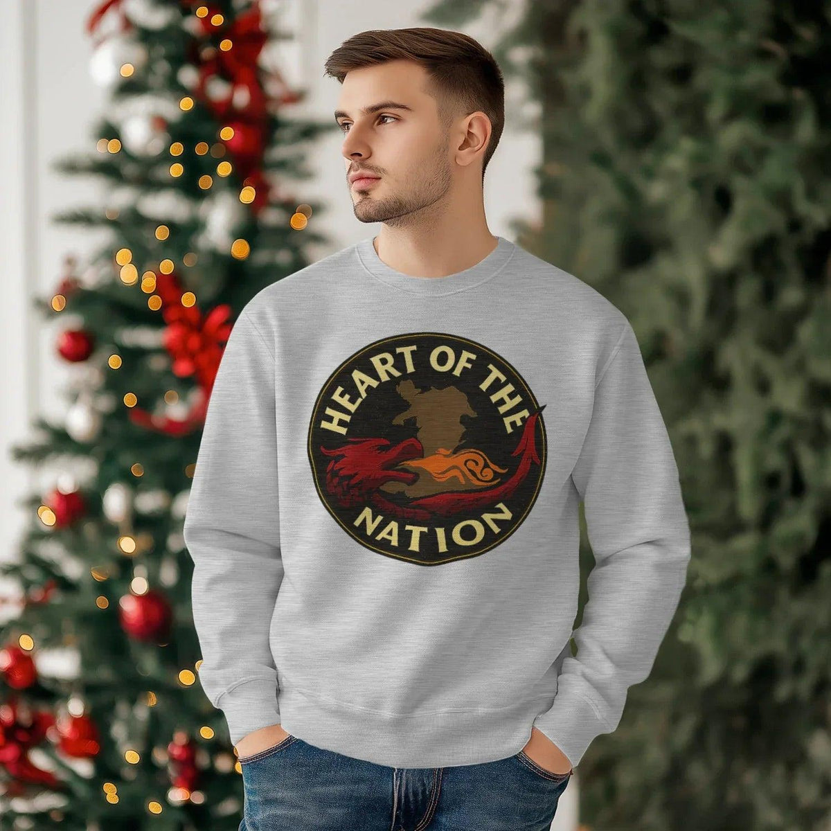 Welsh Dragon Sweatshirt - Heart of the Nation, Unisex - Celtic Wolfwear