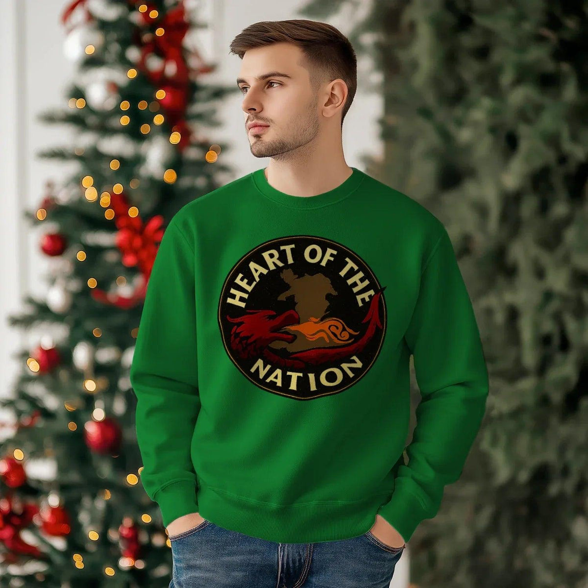Welsh Dragon Sweatshirt - Heart of the Nation, Unisex - Celtic Wolfwear
