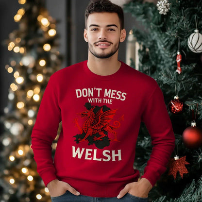 Welsh Dragon Sweatshirt - Red Emblem, Unisex Streetwear - Celtic Wolfwear