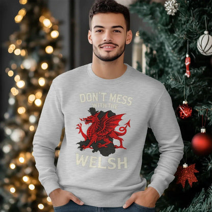 Welsh Dragon Sweatshirt - Red Emblem, Unisex Streetwear - Celtic Wolfwear
