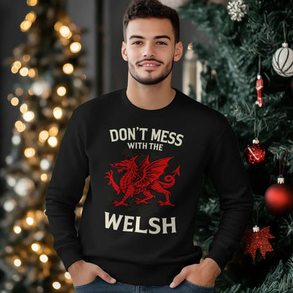 Welsh Dragon Sweatshirt - Red Emblem, Unisex Streetwear - Celtic Wolfwear