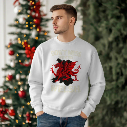 Welsh Dragon Sweatshirt - Red Emblem, Unisex Streetwear - Celtic Wolfwear
