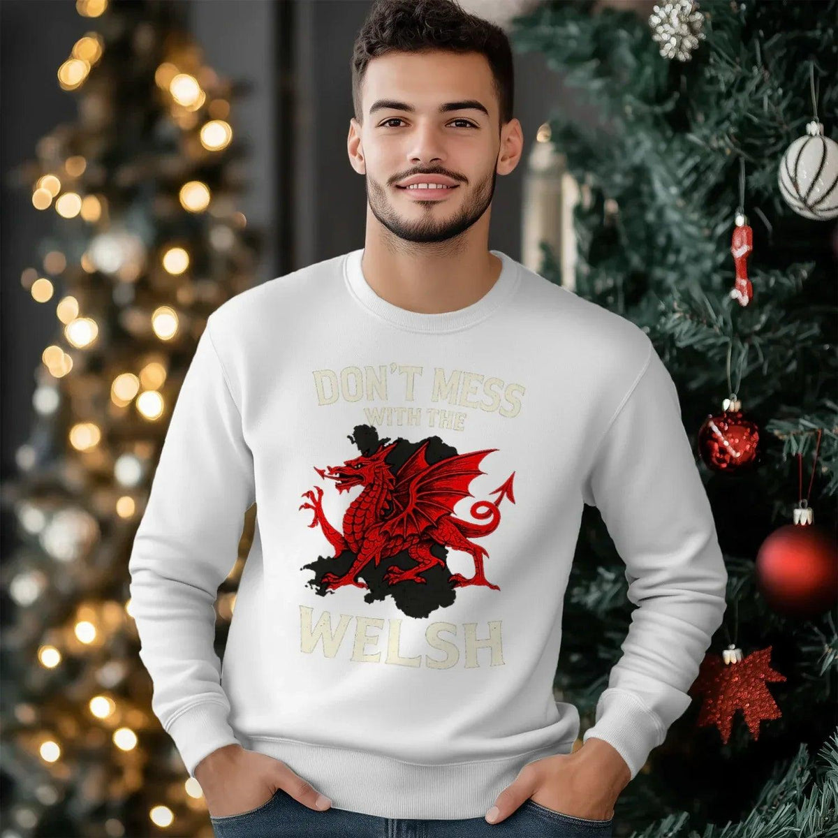 Welsh Dragon Sweatshirt - Red Emblem, Unisex Streetwear - Celtic Wolfwear