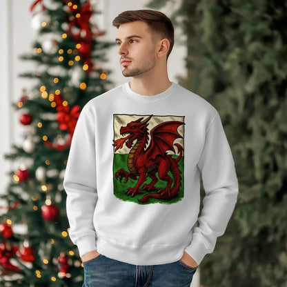 Welsh Dragon Sweatshirt - Red Long Sleeve Celtics Unisex - Celtic Wolfwear