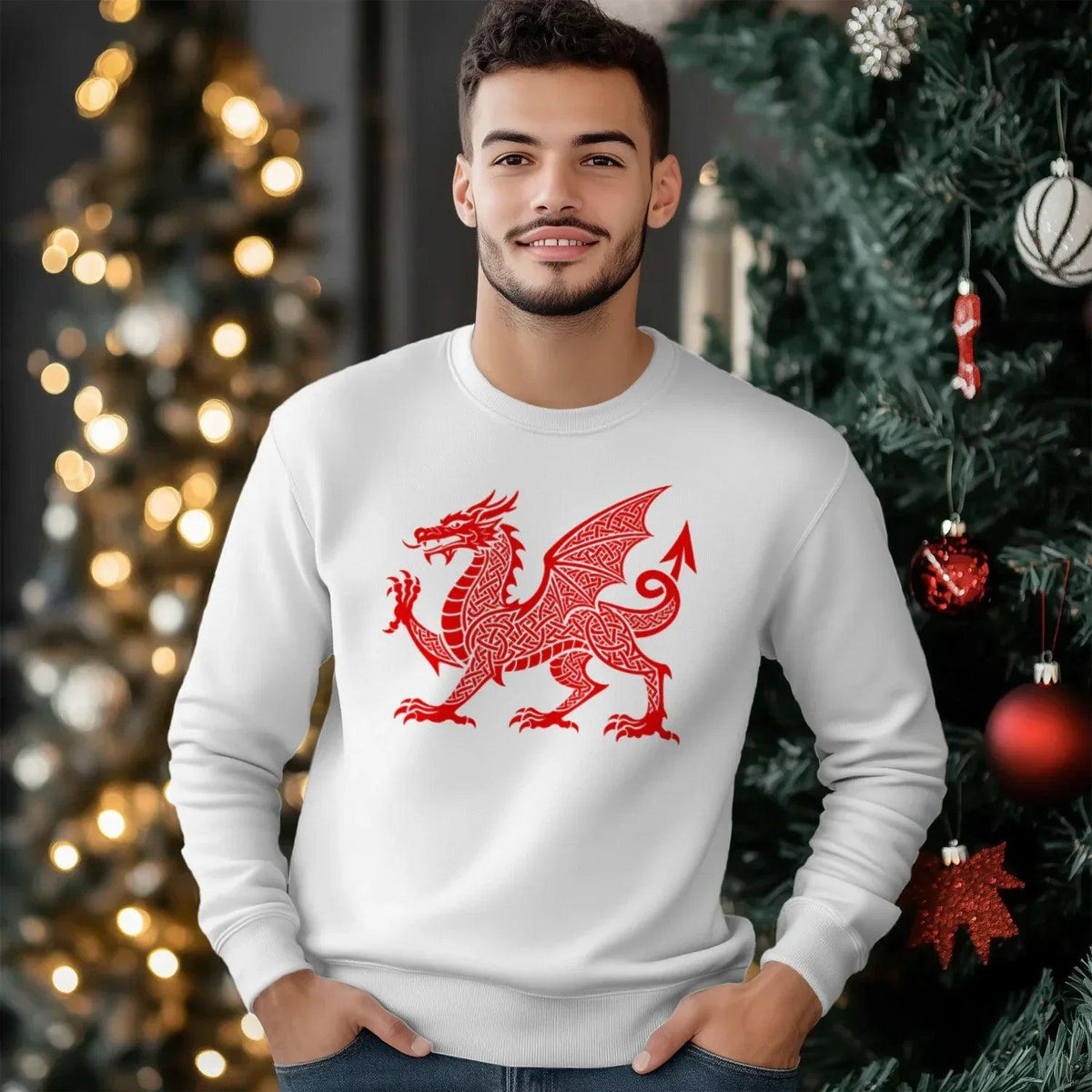Welsh Dragon Sweatshirt - Textured, Heritage Streetwear - Celtic Wolfwear