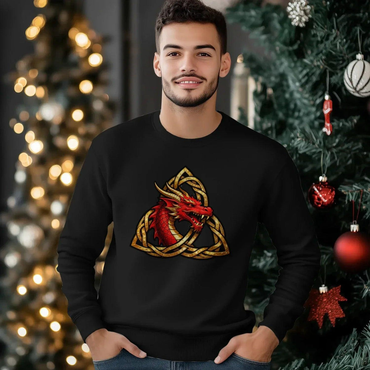 Welsh Dragon Sweatshirt - Triquetra Crew Originals Unisex - Celtic Wolfwear