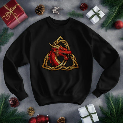 Welsh Dragon Sweatshirt - Triquetra Crew Originals Unisex - Celtic Wolfwear