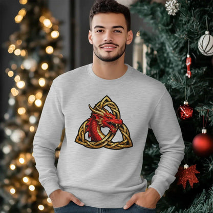 Welsh Dragon Sweatshirt - Triquetra Crew Originals Unisex - Celtic Wolfwear