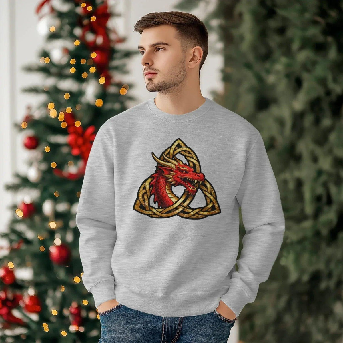Welsh Dragon Sweatshirt - Triquetra Crew Originals Unisex - Celtic Wolfwear