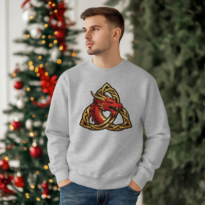 Welsh Dragon Sweatshirt - Triquetra Crew Originals Unisex - Celtic Wolfwear