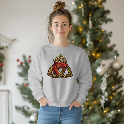 Welsh Dragon Sweatshirt - Triquetra Crew Originals Unisex - Celtic Wolfwear