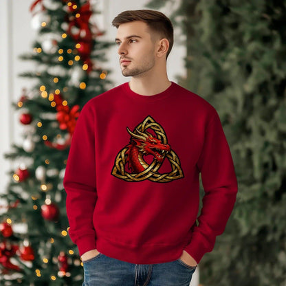 Welsh Dragon Sweatshirt - Triquetra Crew Originals Unisex - Celtic Wolfwear