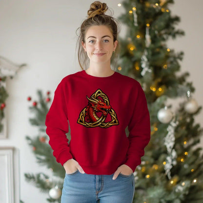 Welsh Dragon Sweatshirt - Triquetra Crew Originals Unisex - Celtic Wolfwear
