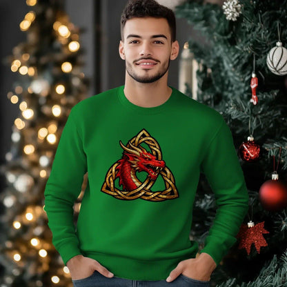 Welsh Dragon Sweatshirt - Triquetra Crew Originals Unisex - Celtic Wolfwear
