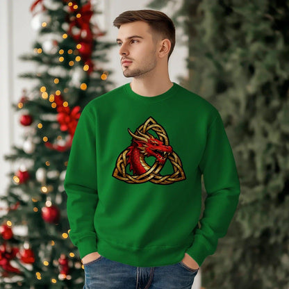 Welsh Dragon Sweatshirt - Triquetra Crew Originals Unisex - Celtic Wolfwear