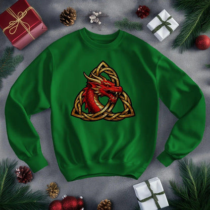 Welsh Dragon Sweatshirt - Triquetra Crew Originals Unisex - Celtic Wolfwear