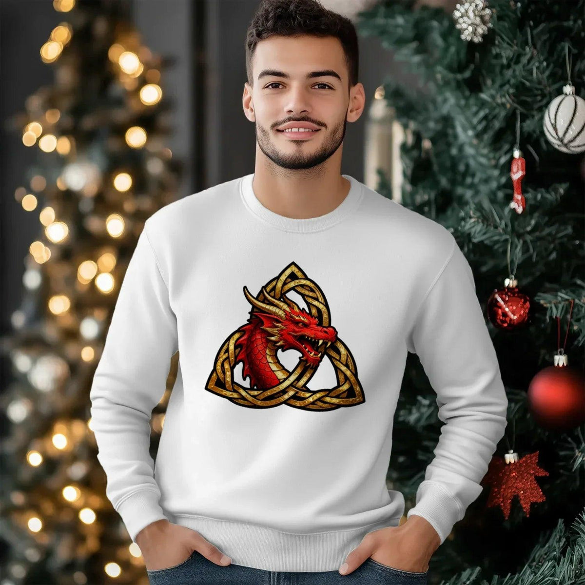 Welsh Dragon Sweatshirt - Triquetra Crew Originals Unisex - Celtic Wolfwear
