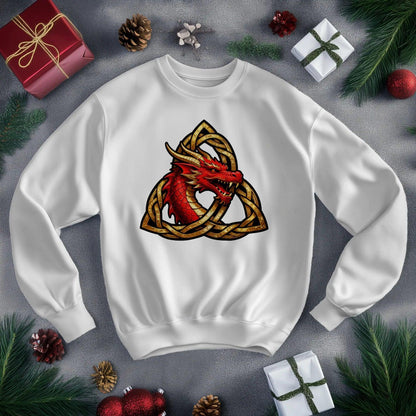 Welsh Dragon Sweatshirt - Triquetra Crew Originals Unisex - Celtic Wolfwear