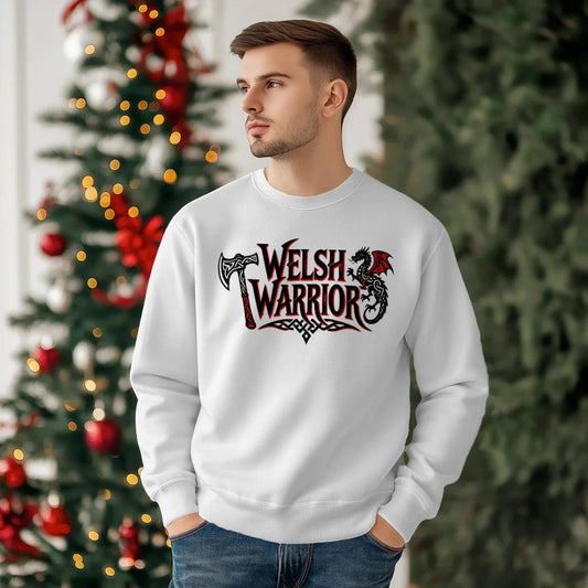 Welsh Dragon Sweatshirt - Warrior Axe Unisex Streetwear - Celtic Wolfwear