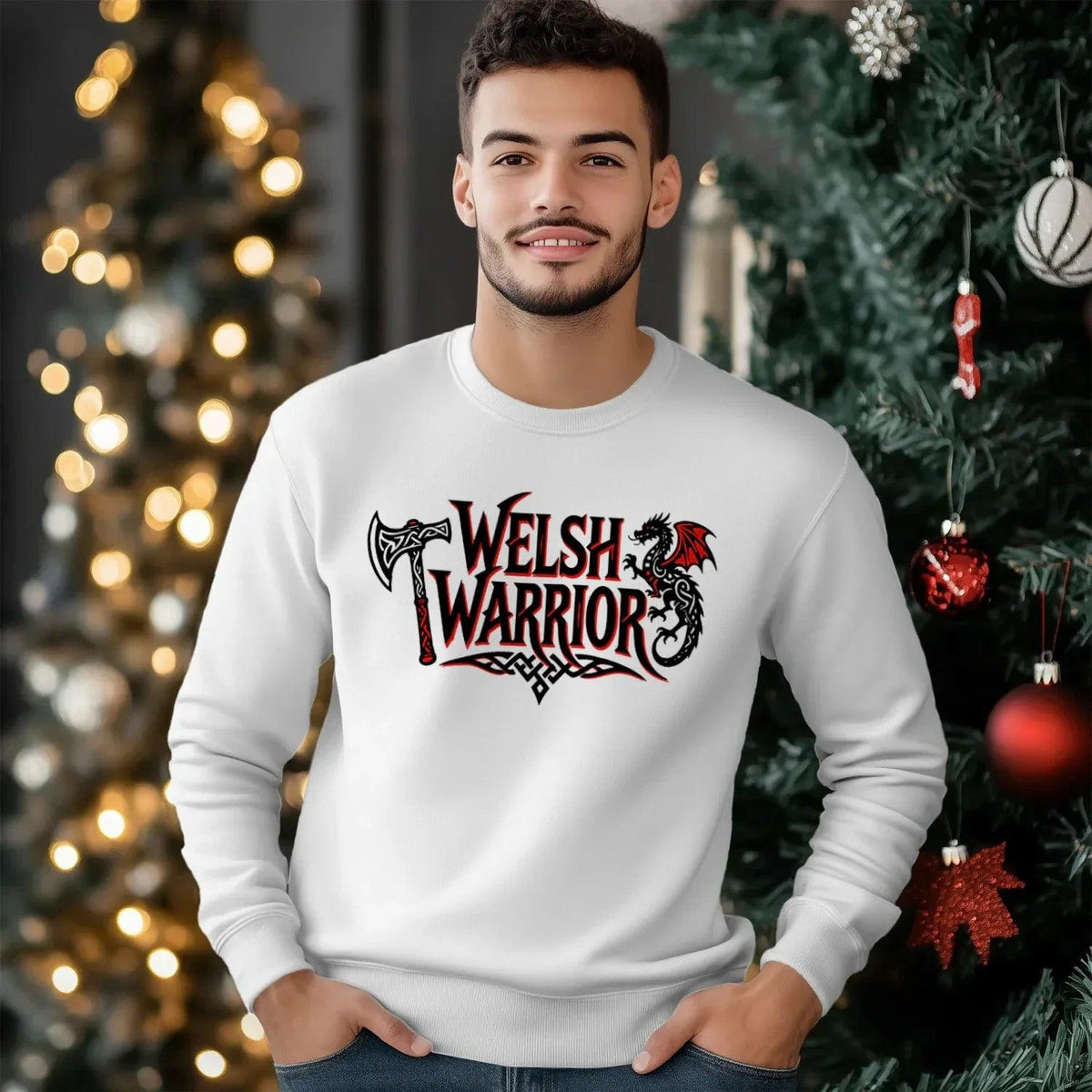 Welsh Dragon Sweatshirt - Warrior Axe Unisex Streetwear - Celtic Wolfwear
