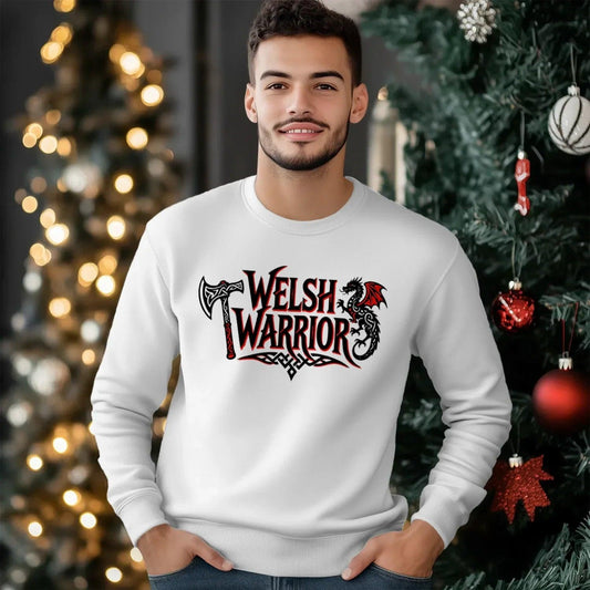 Welsh Dragon Sweatshirt - Warrior Axe Unisex Streetwear - Celtic Wolfwear
