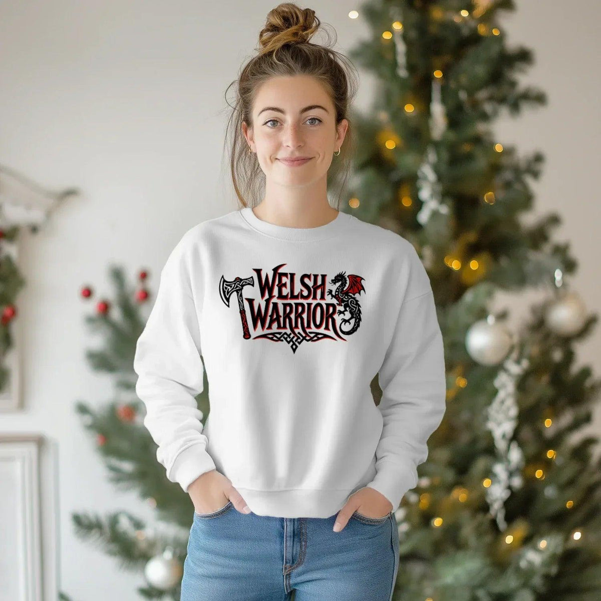 Welsh Dragon Sweatshirt - Warrior Axe Unisex Streetwear - Celtic Wolfwear