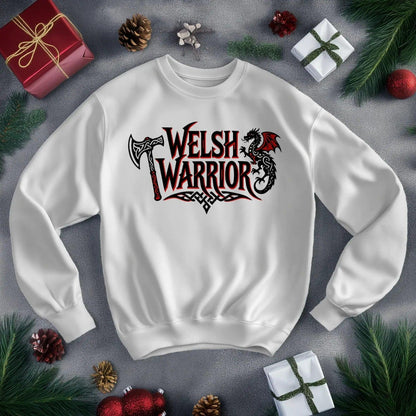 Welsh Dragon Sweatshirt - Warrior Axe Unisex Streetwear - Celtic Wolfwear