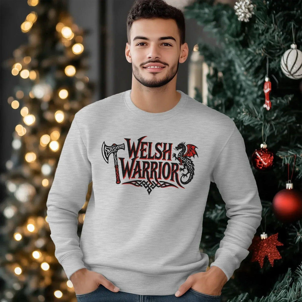 Welsh Dragon Sweatshirt - Warrior Axe Unisex Streetwear - Celtic Wolfwear