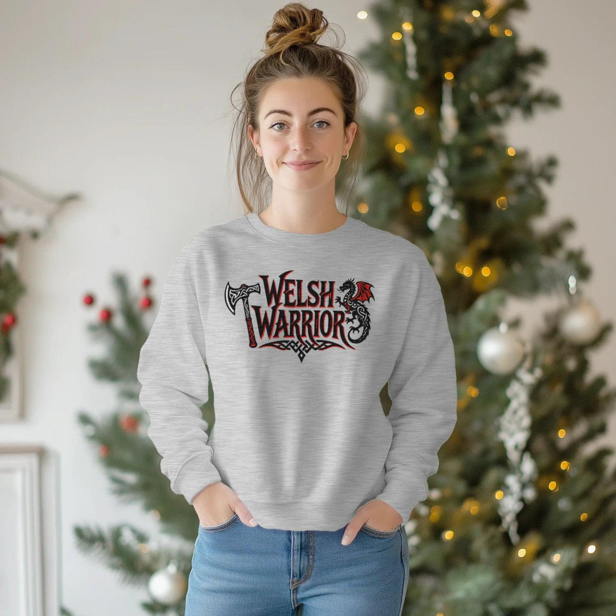 Welsh Dragon Sweatshirt - Warrior Axe Unisex Streetwear - Celtic Wolfwear