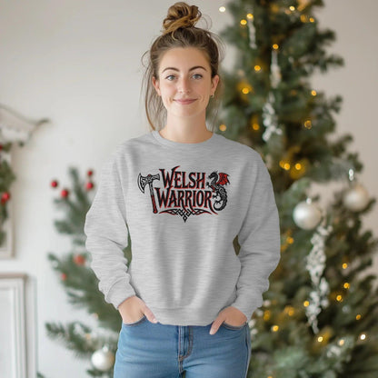 Welsh Dragon Sweatshirt - Warrior Axe Unisex Streetwear - Celtic Wolfwear