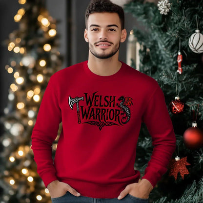 Welsh Dragon Sweatshirt - Warrior Axe Unisex Streetwear - Celtic Wolfwear