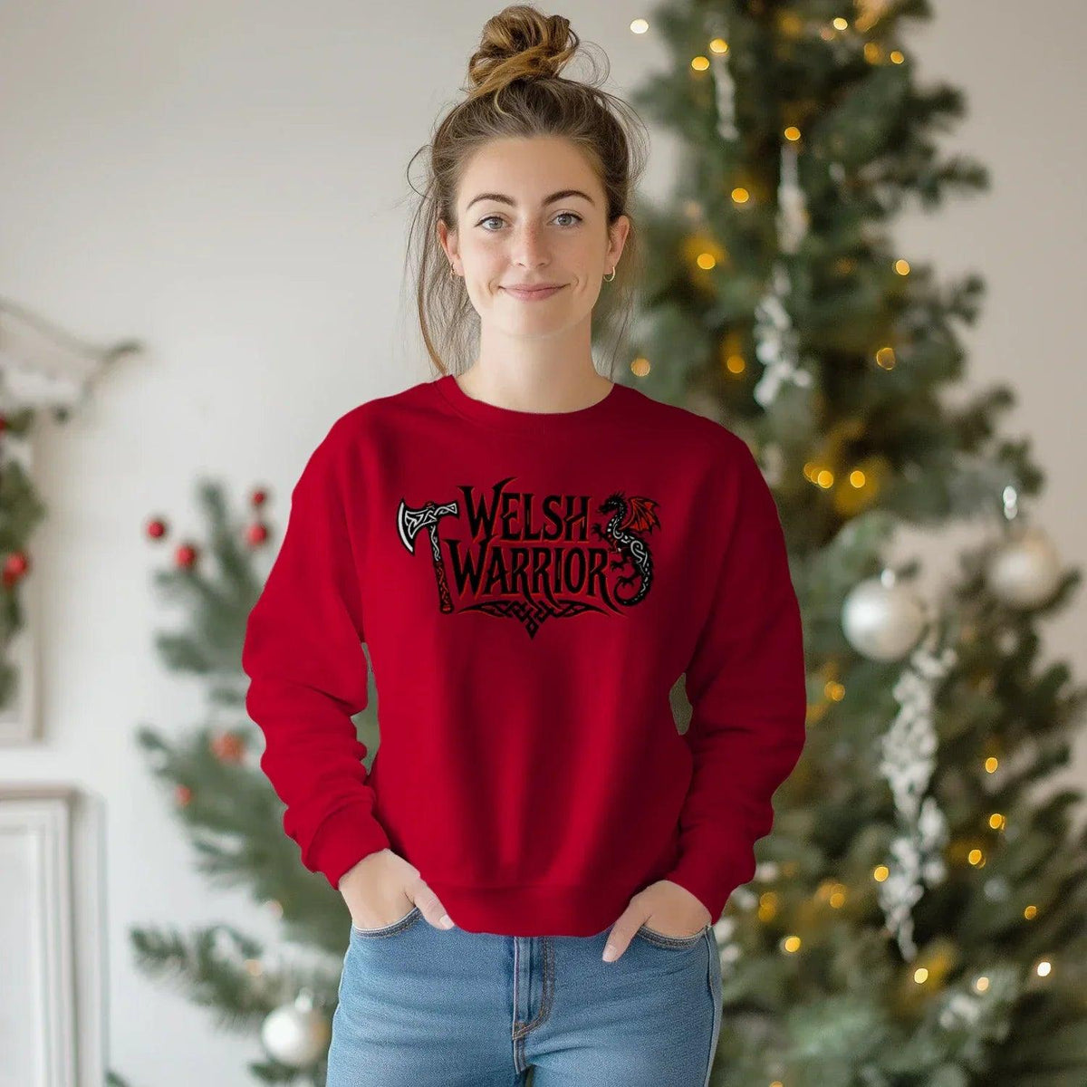 Welsh Dragon Sweatshirt - Warrior Axe Unisex Streetwear - Celtic Wolfwear