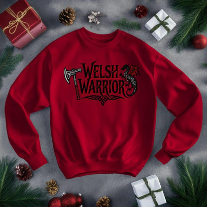 Welsh Dragon Sweatshirt - Warrior Axe Unisex Streetwear - Celtic Wolfwear