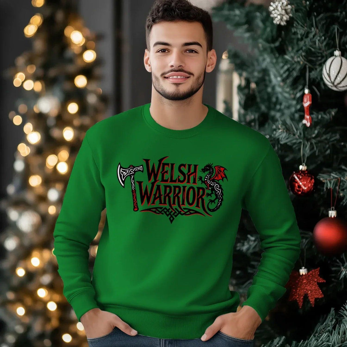 Welsh Dragon Sweatshirt - Warrior Axe Unisex Streetwear - Celtic Wolfwear