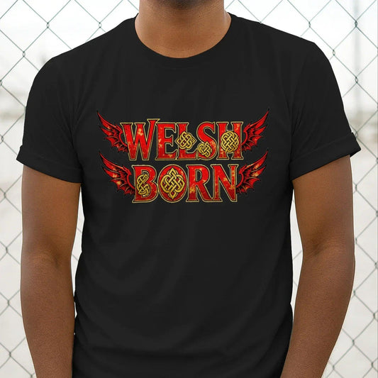 Welsh Dragon T-Shirt - Born Wings, Unisex Matchday Wear - Celtic Wolfwear