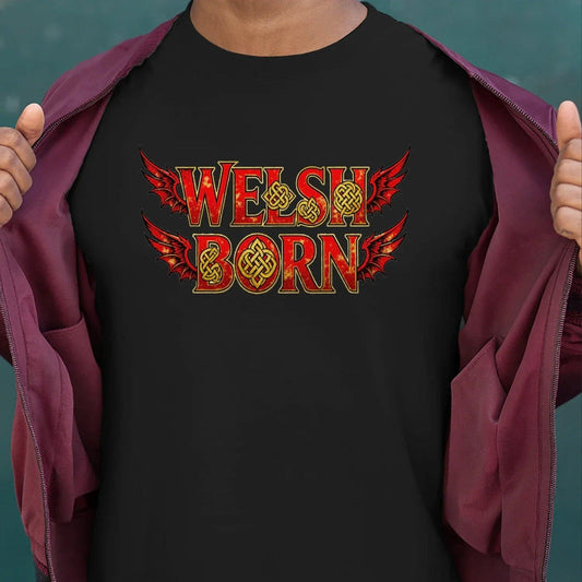 Welsh Dragon T-Shirt - Born Wings, Unisex Matchday Wear - Celtic Wolfwear